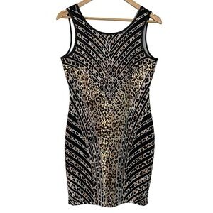 Thalia Sodi Mini Dress Sz S Leopard Print Fitted Bodycon Tight Sexy Tank Party